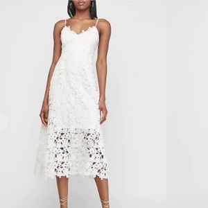 Express White Lace Bridal Midi Dress